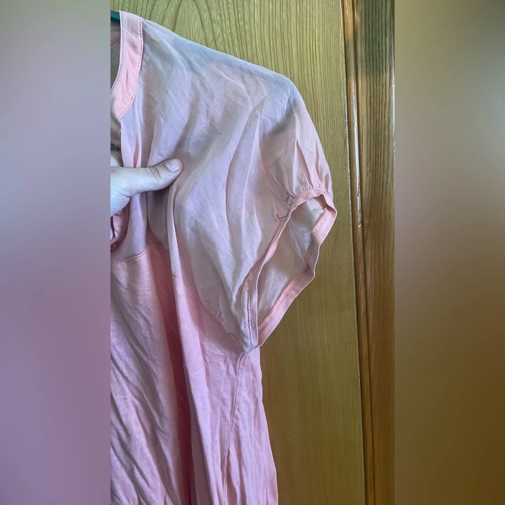 ZARA | limited edition cotton and silk pink sheer t shirt | size M - Picture 3 of 7